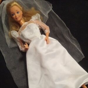 Vintage 1966 Mattel Barbie Doll with Elegant White Bridal Dress